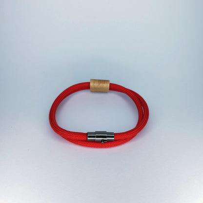 Archery Paracord Bracelet: Wooden Bow Charm, Magnetic Clasp, Outdoor Accessory