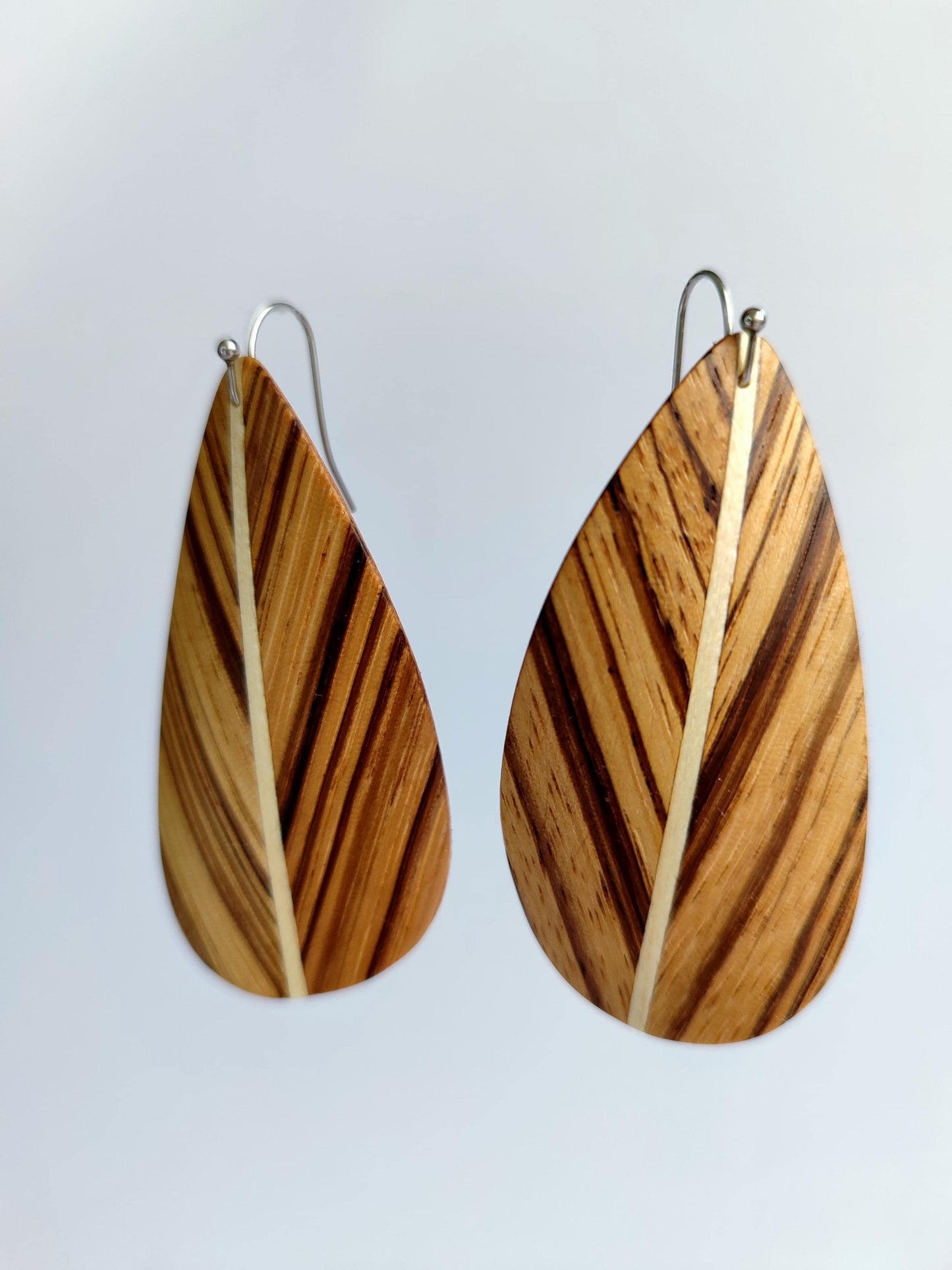 Zebrawood Leaf Earrings – Lightweight Wood Jewelry