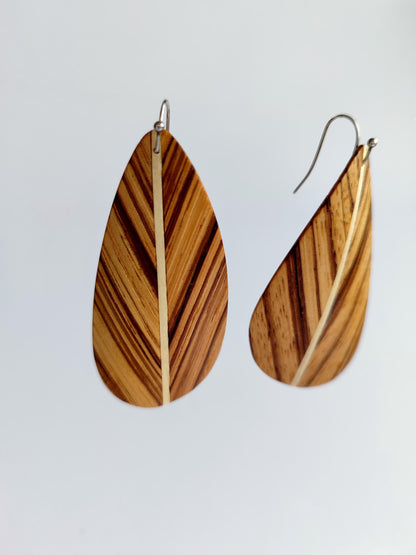 Zebrawood Leaf Earrings – Lightweight Wood Jewelry
