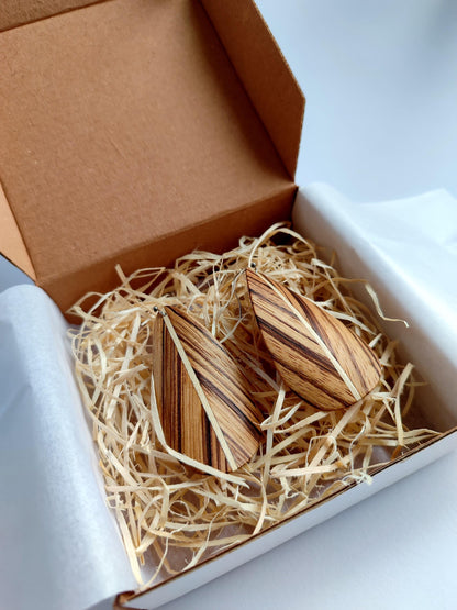 Zebrawood Leaf Earrings – Lightweight Wood Jewelry