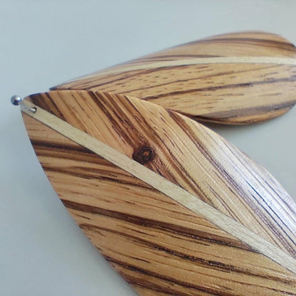 Zebrawood Leaf Earrings – Lightweight Wood Jewelry